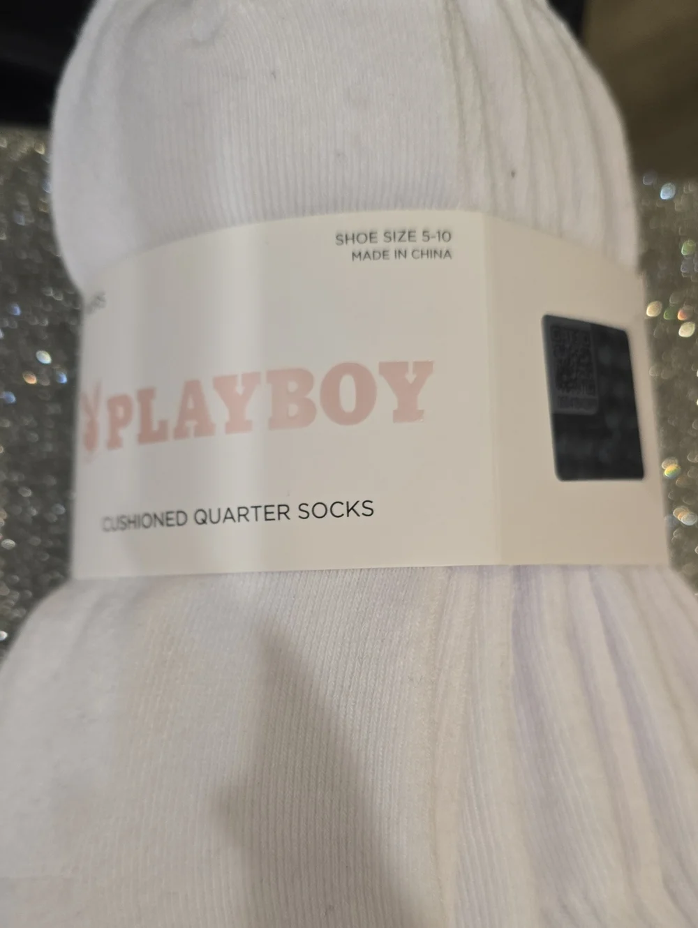 Playboy 5-PK Logo Band Quarter Socks- White